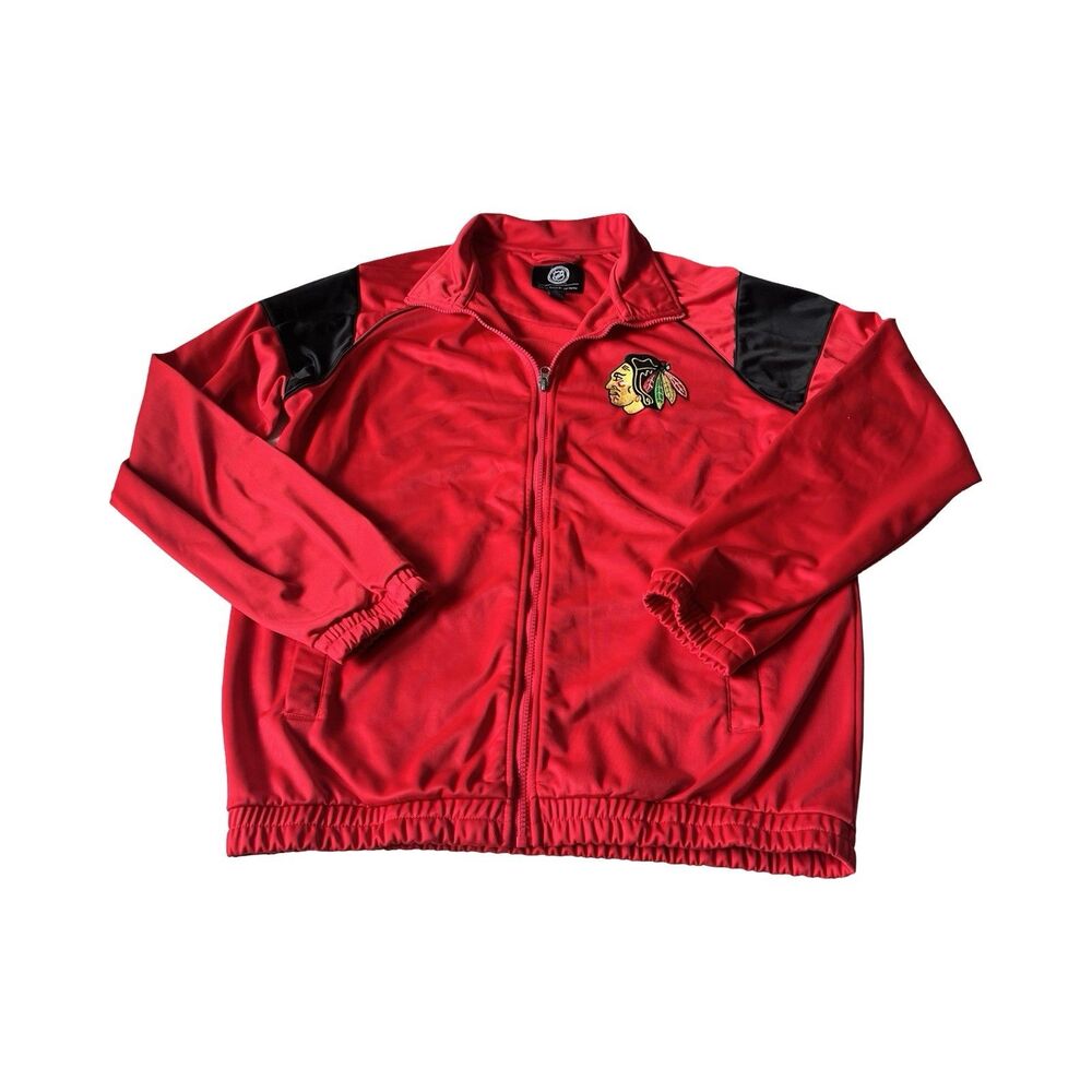 G-III Chicago Blackhawks Mens Medium NHL Hockey Red Black Full Zip Jacket
